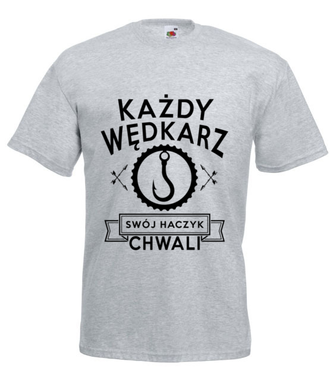 Każdy wędkarz swój haczyk chwali - Koszulka z nadrukiem - dla wędkarza - Męska