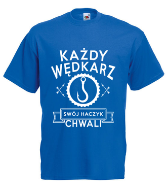 Każdy wędkarz swój haczyk chwali - Koszulka z nadrukiem - dla wędkarza - Męska