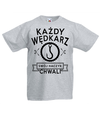 Każdy wędkarz swój haczyk chwali - Koszulka z nadrukiem - dla wędkarza - Dziecięca