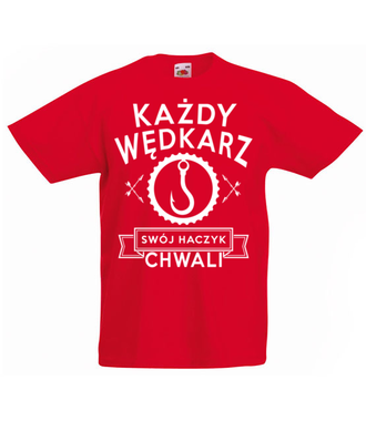Każdy wędkarz swój haczyk chwali - Koszulka z nadrukiem - dla wędkarza - Dziecięca