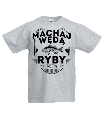 Machaj, machaj, ino żwawo!  - Koszulka z nadrukiem - dla wędkarza - Dziecięca