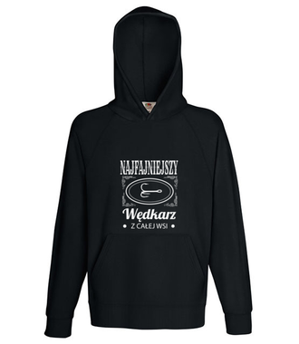 Najfajniejszy na wsi  - Bluza z nadrukiem - dla wędkarza - Męska z kapturem