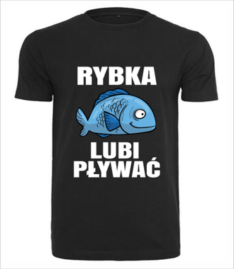 Bo rybka przecież lubi pływać...  - Koszulka z nadrukiem - dla wędkarza - Męska