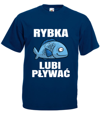 Bo rybka przecież lubi pływać...  - Koszulka z nadrukiem - dla wędkarza - Męska