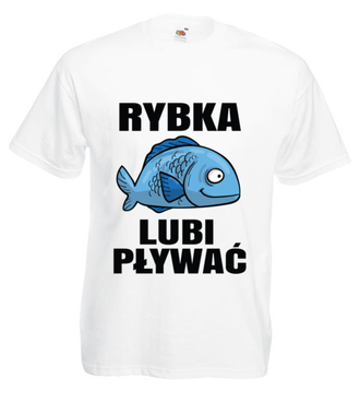 Bo rybka przecież lubi pływać...  - Koszulka z nadrukiem - Wędkarskie - Męska