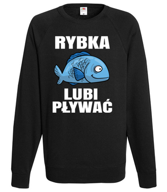 Bo rybka przecież lubi pływać...  - Bluza z nadrukiem - dla wędkarza - Męska