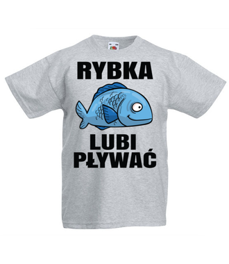 Bo rybka przecież lubi pływać...  - Koszulka z nadrukiem - dla wędkarza - Dziecięca