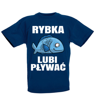 Bo rybka przecież lubi pływać...  - Koszulka z nadrukiem - dla wędkarza - Dziecięca