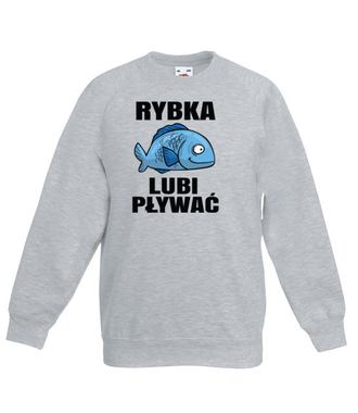 Bo rybka przecież lubi pływać...  - Bluza z nadrukiem - dla wędkarza - Dziecięca