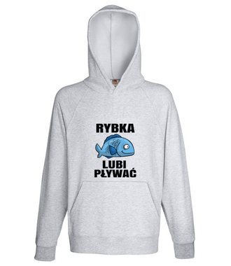 Bo rybka przecież lubi pływać...  - Bluza z nadrukiem - dla wędkarza - Męska z kapturem