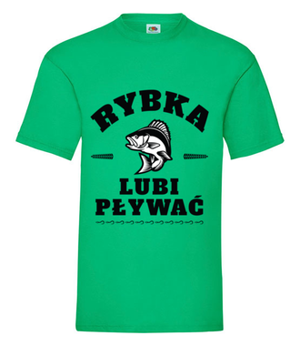 Rybka lubi pływać - Koszulka z nadrukiem - dla wędkarza - Męska