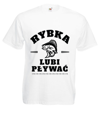Rybka lubi pływać - Koszulka z nadrukiem - dla wędkarza - Męska