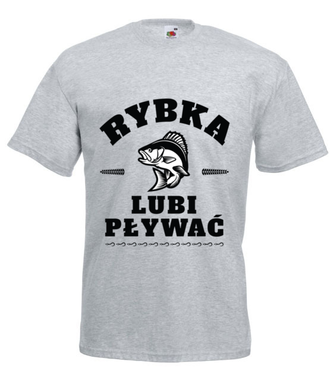 Rybka lubi pływać - Koszulka z nadrukiem - dla wędkarza - Męska