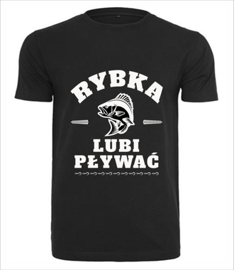 Rybka lubi pływać - Koszulka z nadrukiem - dla wędkarza - Męska