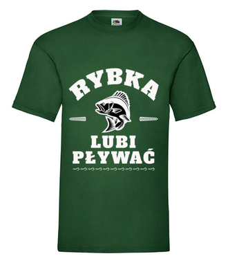 Rybka lubi pływać - Koszulka z nadrukiem - dla wędkarza - Męska