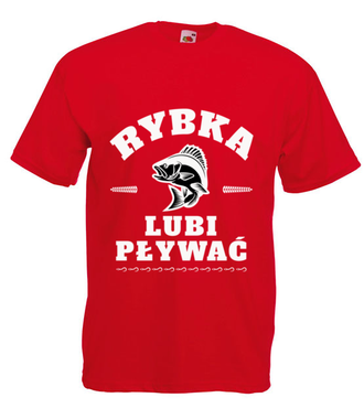 Rybka lubi pływać - Koszulka z nadrukiem - dla wędkarza - Męska