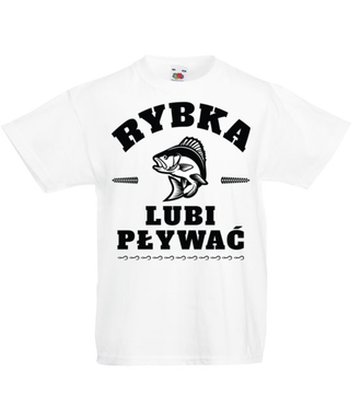 Rybka lubi pływać - Koszulka z nadrukiem - dla wędkarza - Dziecięca