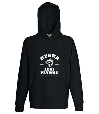 Rybka lubi pływać - Bluza z nadrukiem - dla wędkarza - Męska z kapturem