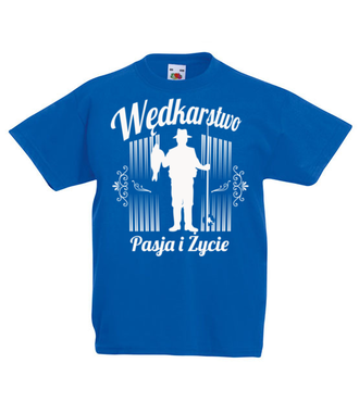 Pasją i życiem- wędkarstwo. - Koszulka z nadrukiem - dla wędkarza - Dziecięca