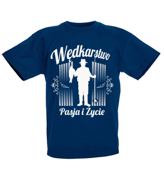 Pasją i życiem- wędkarstwo. - Koszulka z nadrukiem - dla wędkarza - Dziecięca
