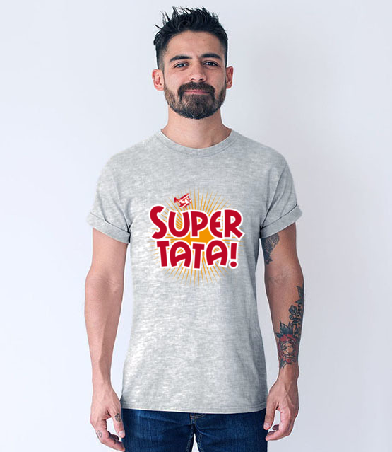 Super tata super gosc koszulka z nadrukiem dla taty mezczyzna jipi pl 948 57