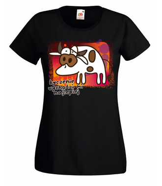 Krowa z humorem - Koszulka z nadrukiem - Zwierzęta - Damska