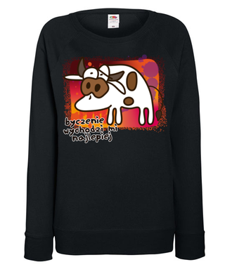 Krowa z humorem - Bluza z nadrukiem - Zwierzęta - Damska
