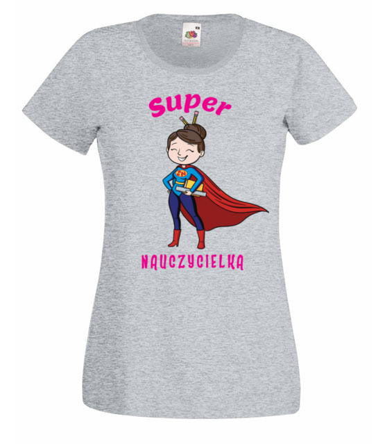 Jestem super nauczycielka koszulka z nadrukiem dzien nauczyciela kobieta jipi pl 1162 63