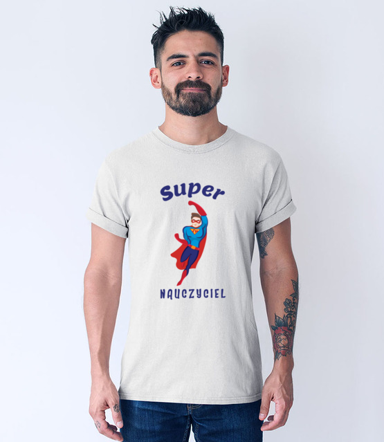 Super moc super nauczyciel koszulka z nadrukiem dzien nauczyciela mezczyzna jipi pl 1207 53