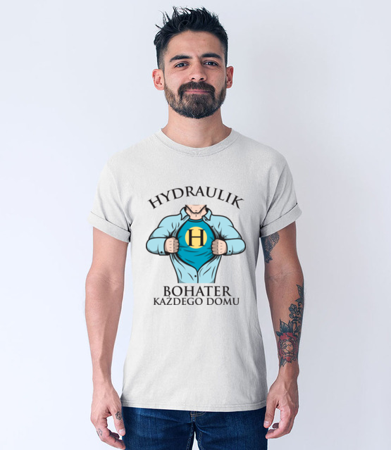 Koszulka dla hydraulicznego bohatera koszulka z nadrukiem dla hydraulika mezczyzna jipi pl 1365 53