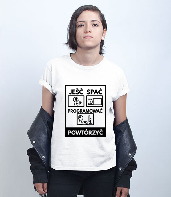 Nie zapomnisz rozkladu dnia koszulka z nadrukiem dla programisty kobieta jipi pl 1410 71