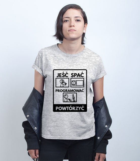 Nie zapomnisz rozkladu dnia koszulka z nadrukiem dla programisty kobieta jipi pl 1410 75