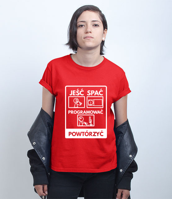 Nie zapomnisz rozkladu dnia koszulka z nadrukiem dla programisty kobieta jipi pl 1411 72