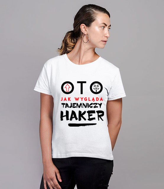 Koszulka z nadrukiem dla hakera koszulka z nadrukiem dla programisty kobieta jipi pl 1427 77