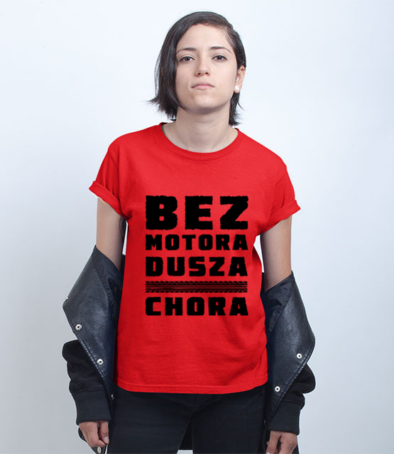 Bez motora dusza chora koszulka z nadrukiem dla motocyklisty kobieta jipi pl 1436 72