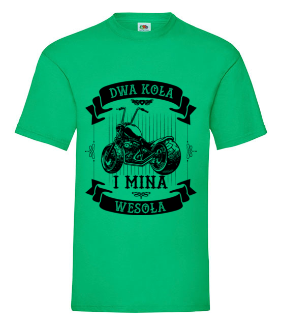 Mina wesola gdy sa dwa kola koszulka z nadrukiem dla motocyklisty mezczyzna jipi pl 1442 186