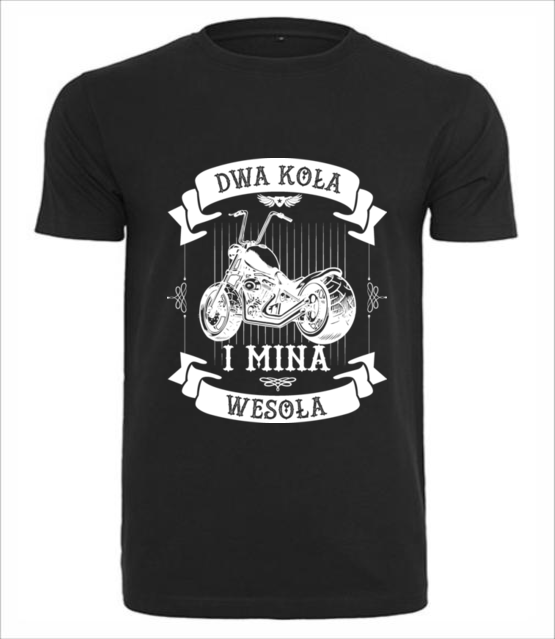Mina wesola gdy sa dwa kola koszulka z nadrukiem dla motocyklisty mezczyzna jipi pl 1443 1
