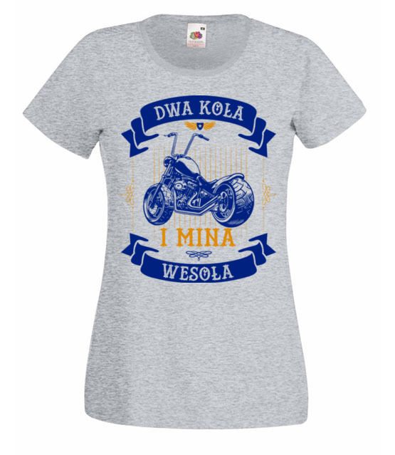 Mina wesola gdy sa dwa kola koszulka z nadrukiem dla motocyklisty kobieta jipi pl 1441 63
