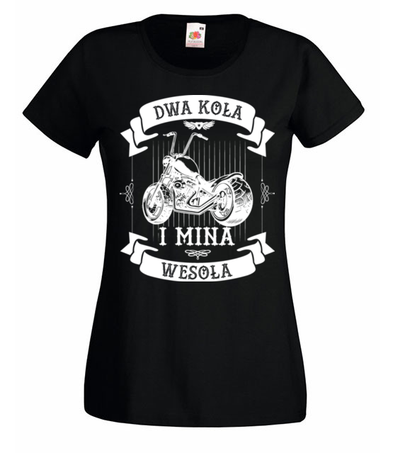 Mina wesola gdy sa dwa kola koszulka z nadrukiem dla motocyklisty kobieta jipi pl 1443 59