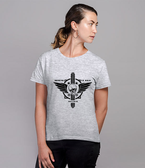 Motocyklowy kult koszulka z nadrukiem dla motocyklisty kobieta jipi pl 1454 81