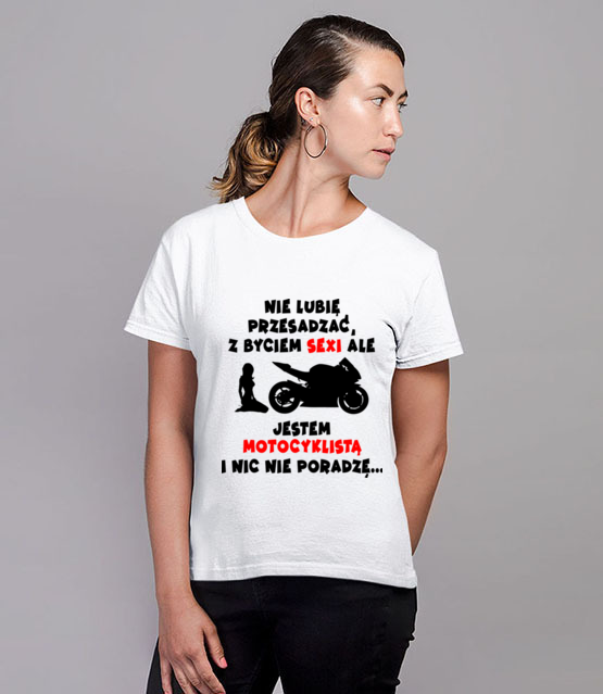 Odrobina autoreklamy koszulka z nadrukiem dla motocyklisty kobieta jipi pl 1467 77