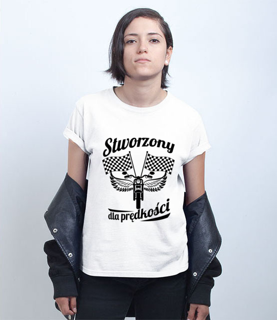 Stworzony dla predkosci koszulka z nadrukiem dla motocyklisty kobieta jipi pl 1475 71