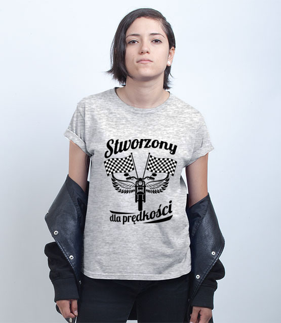 Stworzony dla predkosci koszulka z nadrukiem dla motocyklisty kobieta jipi pl 1475 75