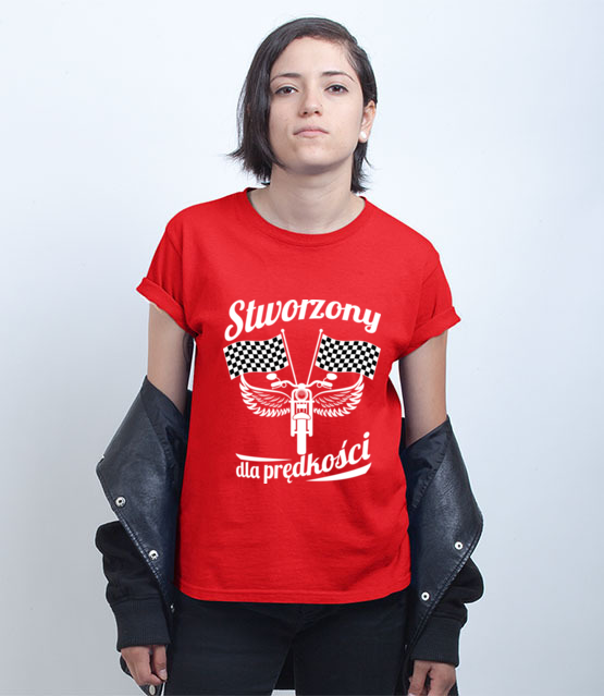 Stworzony dla predkosci koszulka z nadrukiem dla motocyklisty kobieta jipi pl 1476 72