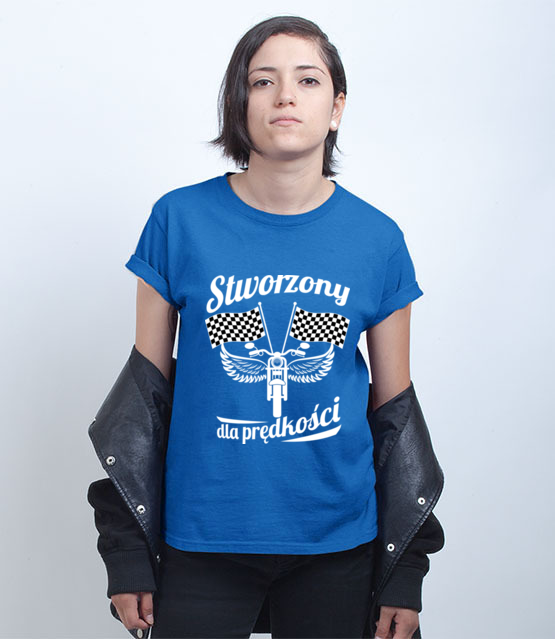 Stworzony dla predkosci koszulka z nadrukiem dla motocyklisty kobieta jipi pl 1476 73