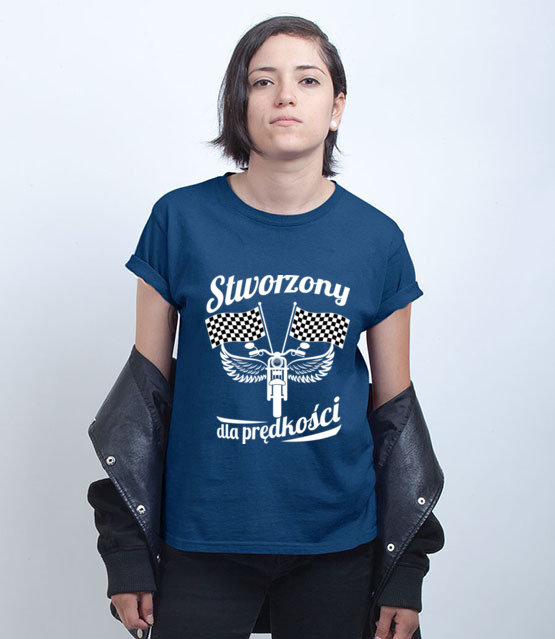 Stworzony dla predkosci koszulka z nadrukiem dla motocyklisty kobieta jipi pl 1476 74
