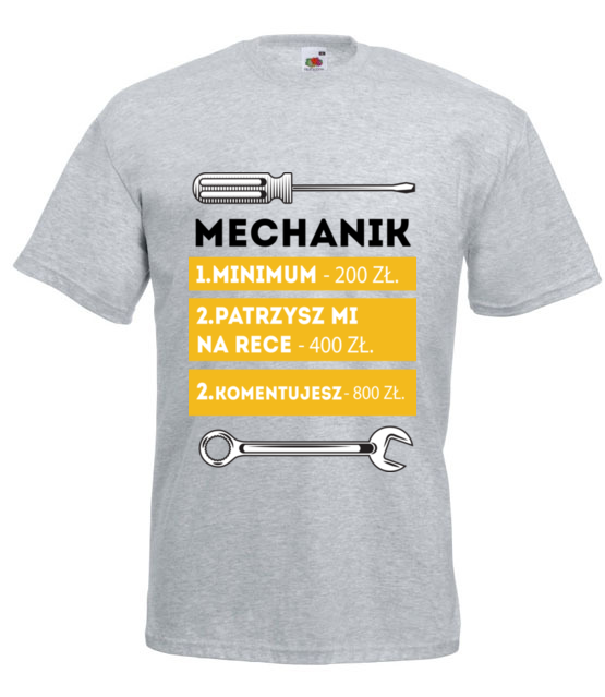 Z cennikiem na koszulce koszulka z nadrukiem dla mechanika mezczyzna jipi pl 1483 6