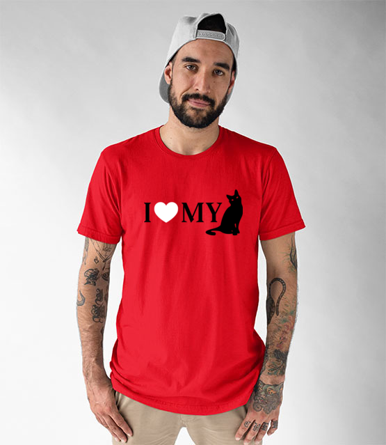 Kocham mojego kota koszulka z nadrukiem milosnicy kotow mezczyzna jipi pl 1501 48