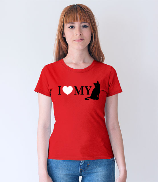 Kocham mojego kota koszulka z nadrukiem milosnicy kotow kobieta jipi pl 1501 66