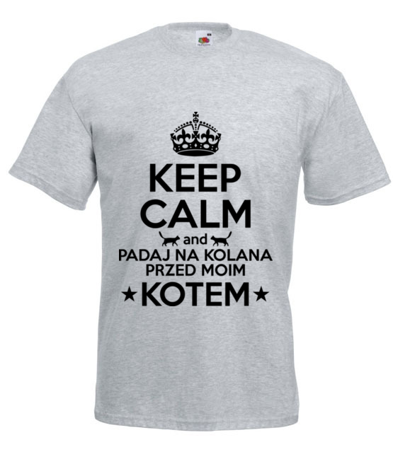 Na kolana przed kotem koszulka z nadrukiem milosnicy kotow mezczyzna jipi pl 1503 6
